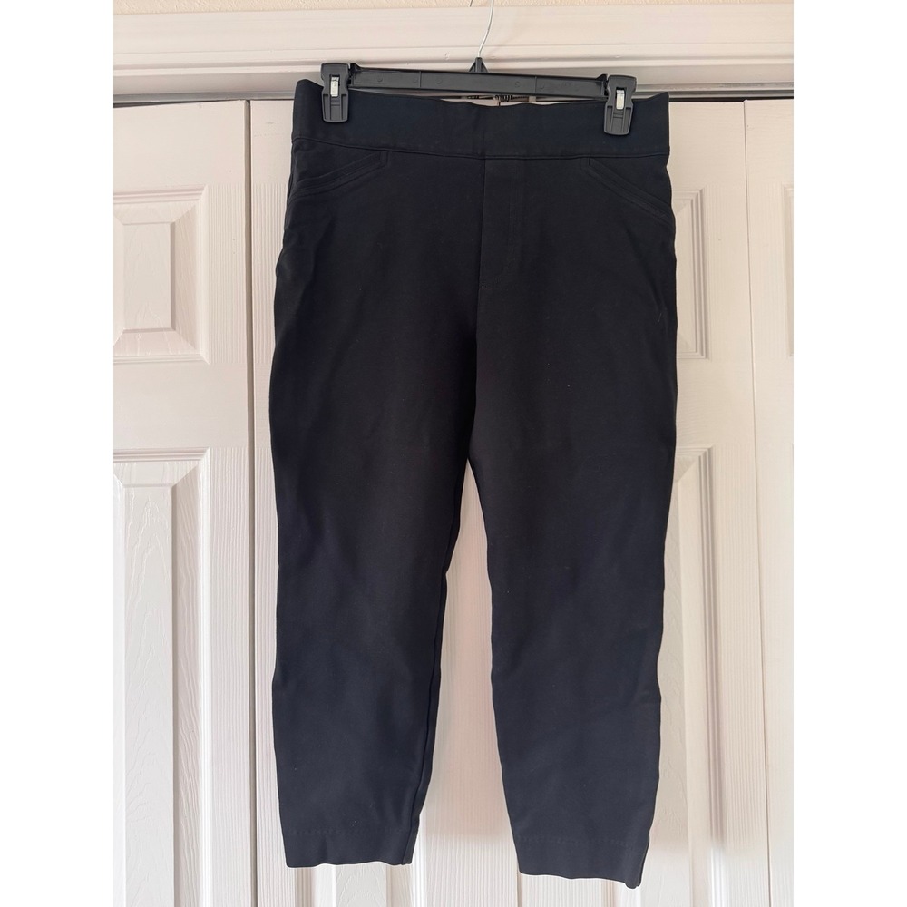 SPANX Black Pull-On Ankle Pants Women's Size 1X Petite Stretch Slim Fit